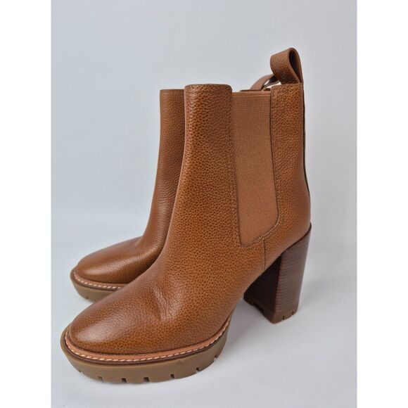 Tory Burch Women's Toasted Caramel Tan Leather Chelsea 70mm Lug Bootie Size 6 M - Picture 2 of 7